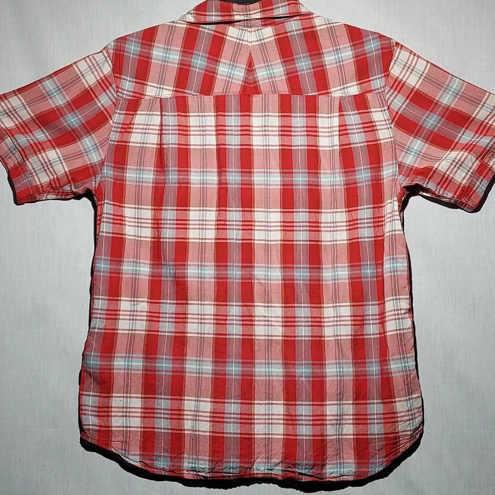 The North Face Snap Button Plaid Short Sleeve Mens Shirt Size Medium‎